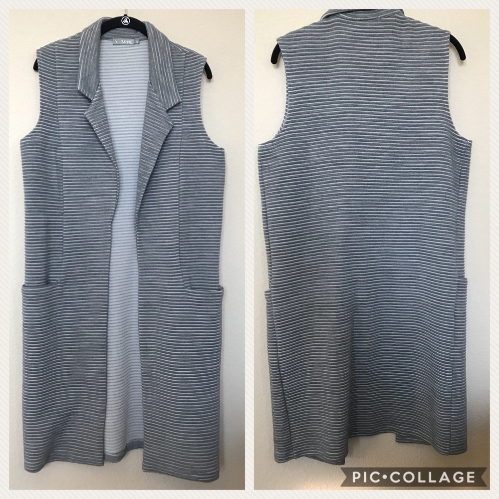 Long Gray Vest with Pockets